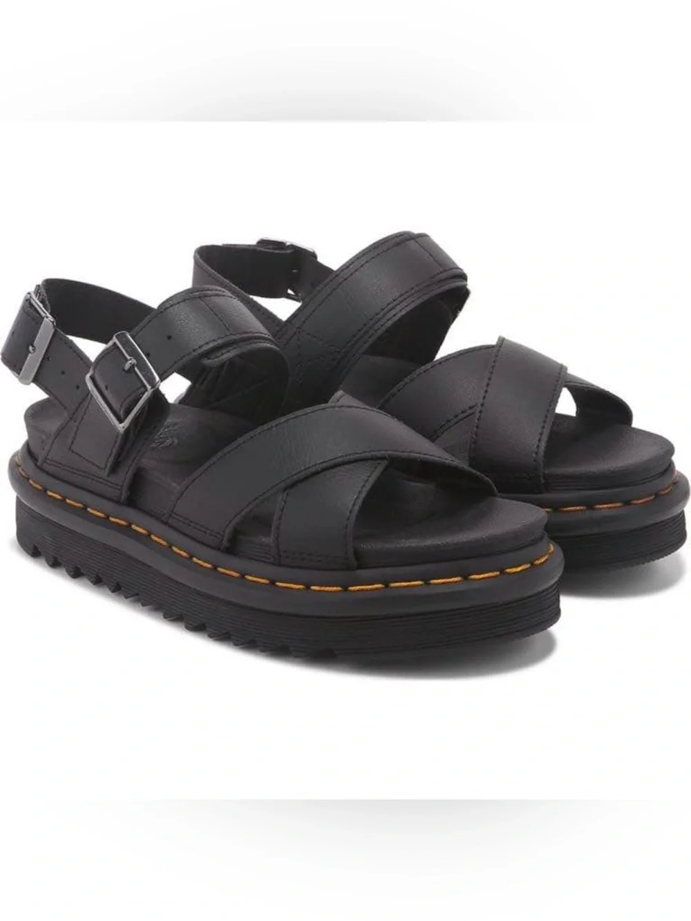 Dr. Marten Leather Cross-Strap Platform Sandals
